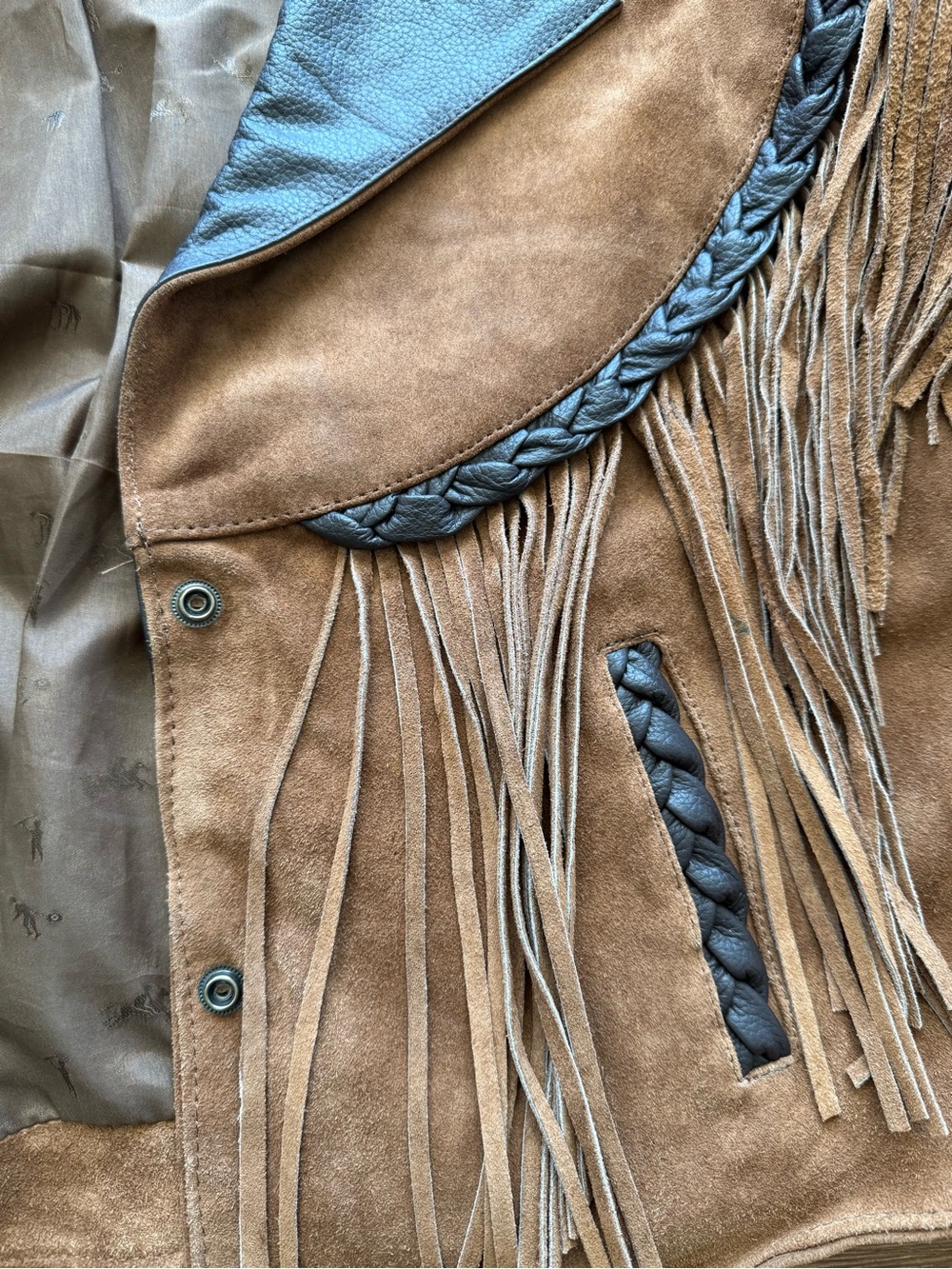 Vintage Sunriders Western Wear Suede Fringe Leather Jacket - Fits like an XXL - Picture 4 of 9